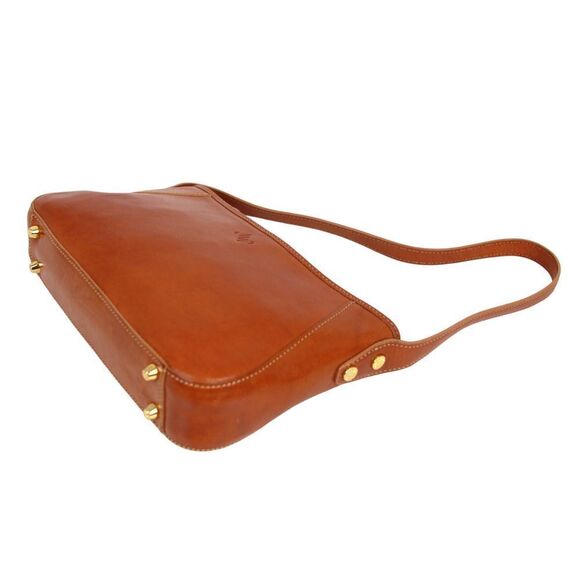 Monsac SMOOTH TAN BROWN GENUINE LEATHER ZIP TOP SHOULDER BAG HANDBAG HOBO PURSE - Picture 7 of 15